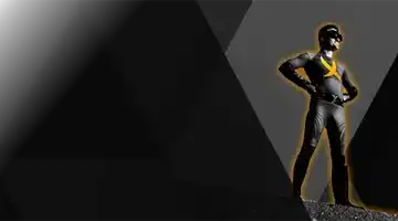 Изображение персонажа-супергероя в эффектной позе на темном фоне, рекламирующего бонус за пополнение от Адмирал с драматичной и уверенной позой.